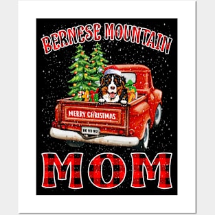 Christmas Bernese Mountain Mom Santa Hat Truck Tree Plaid Dog Mom Christmas Posters and Art